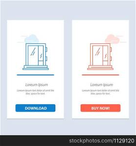 Door, Window, Building, Construction, Repair Blue and Red Download and Buy Now web Widget Card Template