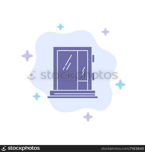 Door, Window, Building, Construction, Repair Blue Icon on Abstract Cloud Background