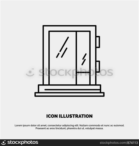 Door, Window, Building, Construction, Repair Line Icon Vector