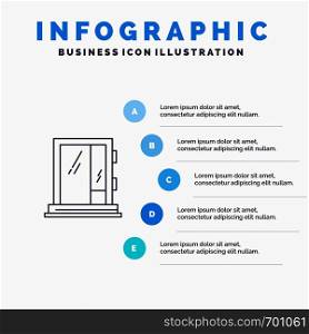 Door, Window, Building, Construction, Repair Line icon with 5 steps presentation infographics Background