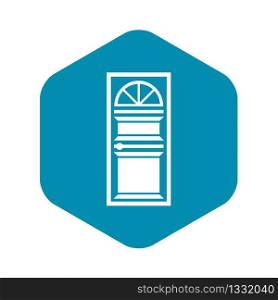 Door with an arched glass icon in simple style isolated vector illustration. Door with an arched glass icon