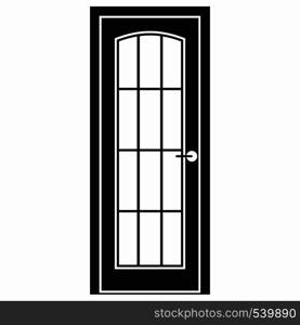 Door with glass icon in simple style on a white background. Door with glass icon, simple style