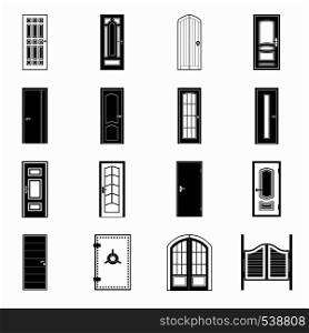 Doors icons set in simple style for any design. Doors icons set, simple style