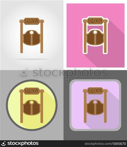 doors in western saloon wild west flat icons vector illustration isolated on background