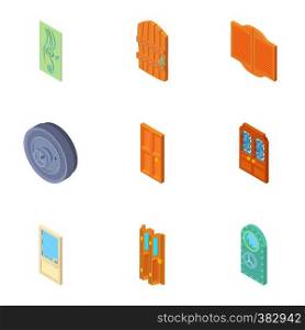 Doorway in house icons set. Cartoon illustration of 9 doorway in house vector icons for web. Doorway in house icons set, cartoon style