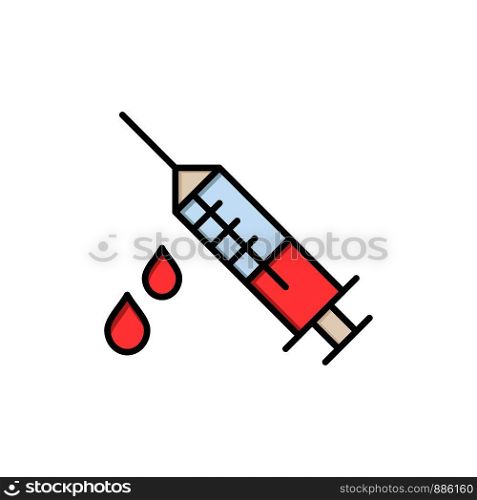 Dope, Injection, Medical, Drug Flat Color Icon. Vector icon banner Template