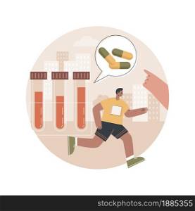 Doping test abstract concept vector illustration. Performance-enhancing drugs, doping use in sport, positive negative test report, laboratory analysis, blood sample, urine can abstract metaphor.. Doping test abstract concept vector illustration.