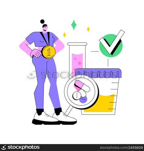 Doping test abstract concept vector illustration. Performance-enhancing drugs, doping use in sport, positive negative test report, laboratory analysis, blood sample, urine can abstract metaphor.. Doping test abstract concept vector illustration.