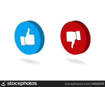Dos and donts like thumbs up isometric button.Blue like or red dislike thumb up icon.Isometric like button for social media, mobile app, website. vector illustration. Dos and donts like thumbs up isometric button.Blue like or red dislike thumb up icon.Isometric like button for social media, mobile app, website. vector