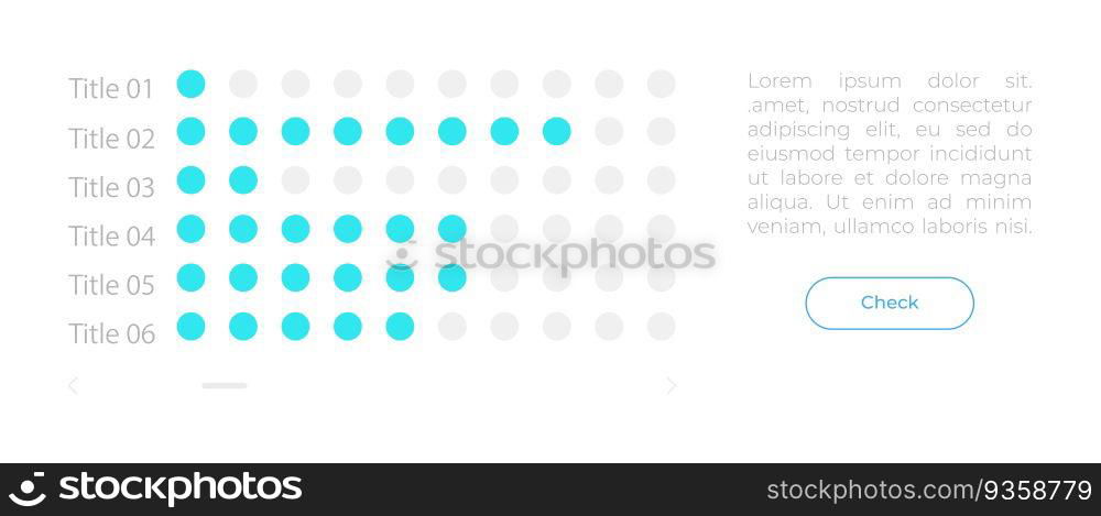 Dot chart UI element template. Editable isolated vector dashboard component. Flat user interface. Visual data presentation. Web design widget for mobile application with light theme. Dot chart UI element template