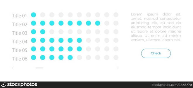 Dot chart UI element template. Editable isolated vector dashboard component. Flat user interface. Visual data presentation. Web design widget for mobile application with light theme. Dot chart UI element template