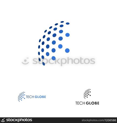 Dot composition resemble globe, abstract globe logo design concept