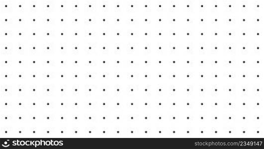 Dot grid background. Dot grid seamless pattern. Seamless texture with polka point. Black circles on white background. Square backdrop. Vector.