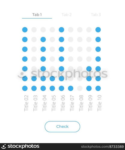 Dot stacks chart UI element template. Editable isolated vector dashboard component. Flat user interface. Visual data presentation. Web design widget for mobile application with light theme. Dot stacks chart UI element template