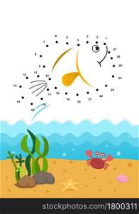 Dot to dot educational game for kids vector illustration