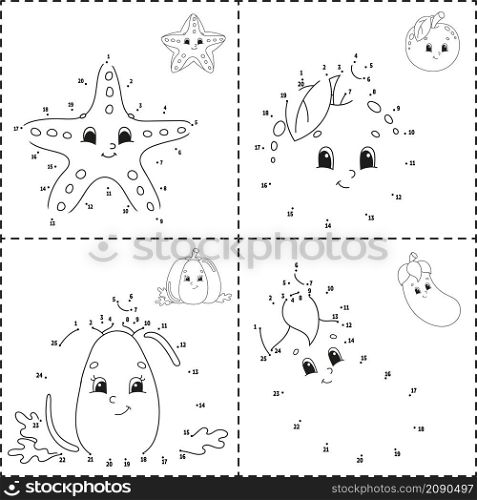 Dot to dot game. Draw a line. For kids. Activity worksheet. Coloring book. With answer. cartoon character. Vector illustration.
