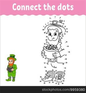 Dot to dot game. St. Patrick’s day. Draw a line. For kids. Activity worksheet. Coloring book. With answer. Cartoon character. Vector illustration.