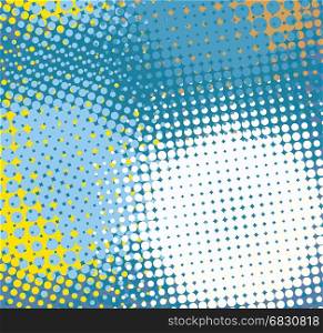 Dots blue yellow white abstract template. Halftone color vector background.