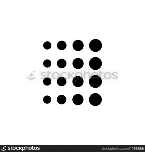 Dots Decreased from one corner to another. Flat Vector Icon illustration. Simple black symbol on white background. Dots from small to large sign design template for web and mobile UI element. Dots Decreased from one corner to another. Flat Vector Icon illustration. Simple black symbol on white background. Dots from small to large sign design template for web and mobile UI element.