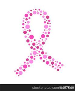 Dots style pink ribbon. Breast cancer awareness month. Fight symbol vector illustration.