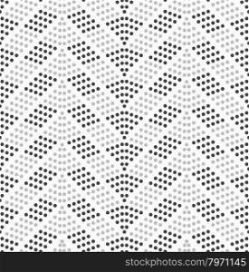 Dotted chevron with dark and light dots.Seamless abstract geometric background. Flat monochrome design. Pattern made of gray dots.