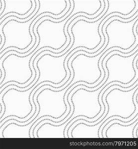 Dotted diagonal bulging waves.Seamless abstract geometric background. Flat monochrome design. Pattern made of gray dots.