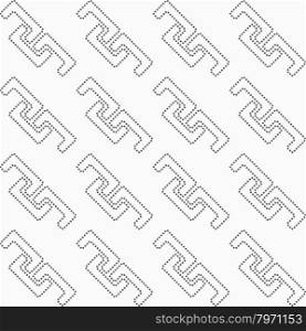 Dotted diagonal fastened arcs.Seamless abstract geometric background. Flat monochrome design. Pattern made of gray dots.