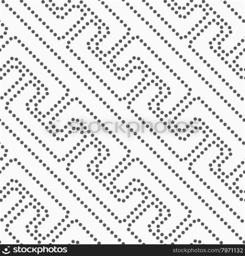 Dotted diagonal fastened square brackets?Seamless abstract geometric background. Flat monochrome design. Pattern made of gray dots.