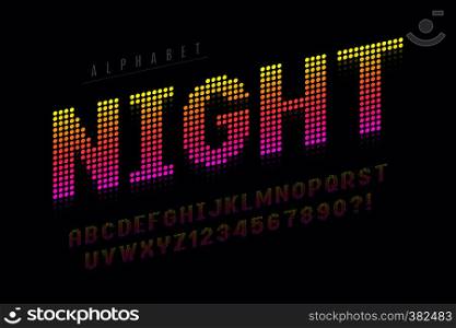 Dotted halftoned display font design, alphabet and numbers. Vector illustration. Dotted halftoned display font design, alphabet and numbers.