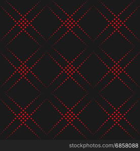 Dotted Line Geometric Seamless Pattern. Repeating Dotted Lines. Dots of the Different Size. Red, Black and White. Vector Backdrop for Your Design. Texture Pattern Swatches Included in File.