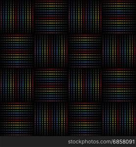 Dotted Line Geometric Seamless Pattern. Repeating Dotted Lines. Dots of the Different Size. Points Rainbow Colors. Vector Backdrop for Your Design. Texture Pattern Swatches Included in File.