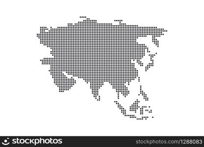 Dotted map of Asia. Vector eps 10