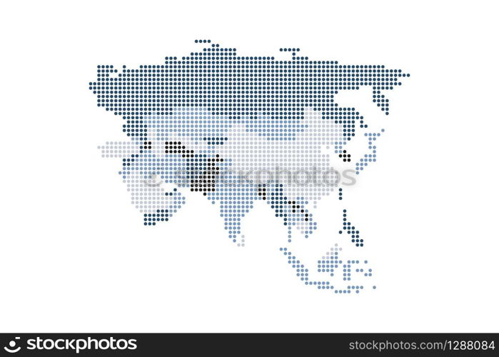 Dotted map of Asia. Vector eps 10
