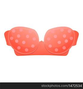 Dotted red bra icon. Cartoon of dotted red bra vector icon for web design isolated on white background. Dotted red bra icon, cartoon style