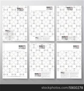 Dotted repeating modern stylish geometric background with circles and nodes. Simple abstract monochrome vector texture. Brochure, flyer or booklet for business, template vector.