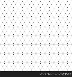 Dotted seamless pattern with rhombus and nodes. Repeating modern stylish geometric background. Simple abstract monochrome vector texture.. Dotted seamless pattern with rhombus and nodes. Repeating modern stylish geometric background. Simple abstract monochrome vector texture