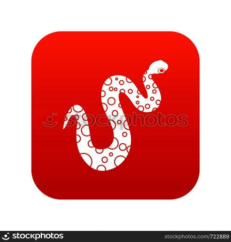 Dotted snake icon digital red for any design isolated on white vector illustration. Dotted snake icon digital red
