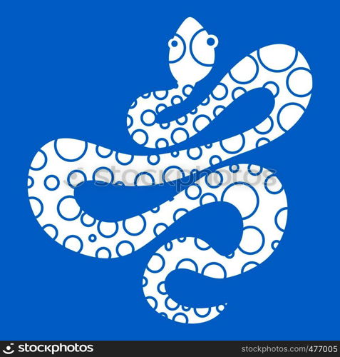 Dotted snake icon white isolated on blue background vector illustration. Dotted snake icon white