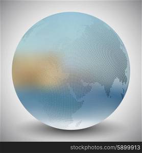 Dotted world globe, blurred design vector illustration.