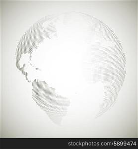 Dotted world globe, light design vector illustration.