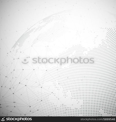 Dotted world globe, light design vector illustration.