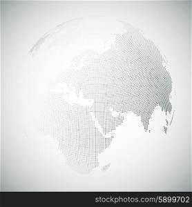 Dotted world globe, light design vector illustration.
