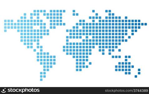 Dotted world map made of rounded rectangles. Vector illustration.