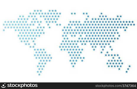 Dotted world map made of star shapes. Vector illustration.