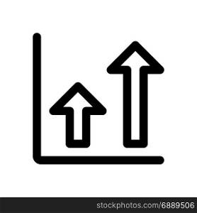 double arrow up chart, icon on isolated background