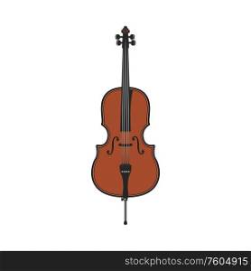 Double bass largest and lowest-pitched bowed string instrument in symphony orchestra isolated vector. Symphony orchestra isolated double bass instrument