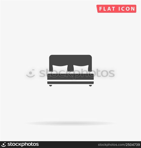Double Bed flat vector icon. Glyph style sign. Simple hand drawn illustrations symbol for concept infographics, designs projects, UI and UX, website or mobile application.. Double Bed flat vector icon