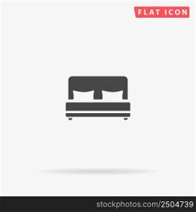 Double Bed flat vector icon. Glyph style sign. Simple hand drawn illustrations symbol for concept infographics, designs projects, UI and UX, website or mobile application.. Double Bed flat vector icon