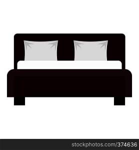 Double bed icon. Flat illustration of bed vector icon for web design. Double bed icon, flat style