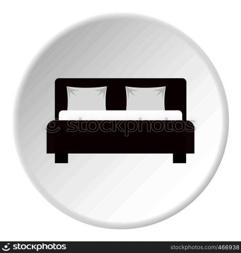 Double bed icon in flat circle isolated vector illustration for web. Double bed icon circle